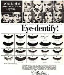 fuckyeahvintage-retro:  False eyelashes ad c.1969 