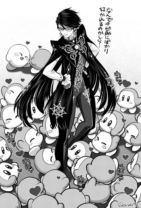 kirari-senpai: bayonetta and kirby Thanks to    artist : @ouya296    Source : twitter
