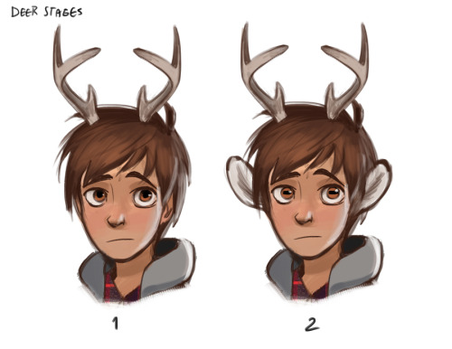 Some development for my project “Teen Deer” of the main character, a teen possessed by a deer spirit