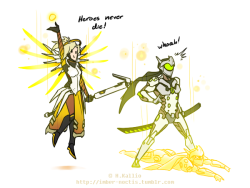 goldhardt:  This happened once in a game where I was practicing my Mercy.I revived my team’s Genji and got that bit of dialogue from him.Too lost in the moment and making sure he’s OK I got blown away by a Reaper. Fun times.