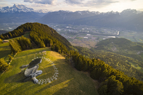 Aerial Views of Switzerland Capture Saype’s Massive Artwork Painted on the Alpine TerrainFrench arti