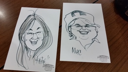 Our school is having a big Halloween event. One of the events was a caricature artist, so Alec and 