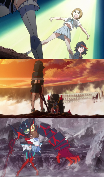 reeves3:  thechosenjuan:  “Up until now, the only friends I had were in my head. But then I met Ryuuko and I made a real one! Winning at friendship means winning at life!”   Their friendship is just the best thing ever. 