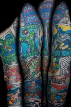 skindeeptales:   thetruthmayvary asked skindeeptales:    Would you be able to post some superhero tattoos/sleeves (arm or leg) thanks ^_^  