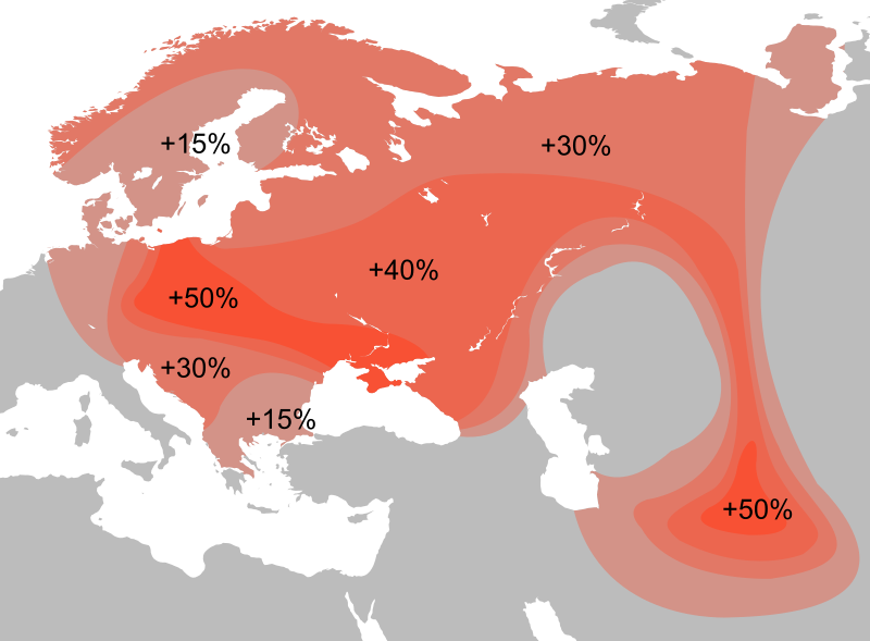 The layout of haplogroup R1a1.