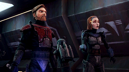 soka-tano:Bo-Katan Kryze and Obi-Wan Kenobi in The Clone Wars 5.16 - The Lawless (insp)