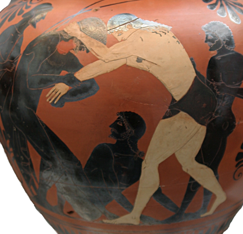 fluentisonus:atalanta wrestling peleus for all your buff women needs[image description: several phot