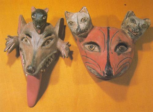chabochi:Mask for Coyote Dance
Dog Mask for Tlacololero Dance
Mexican Masks by Donald Cordry 