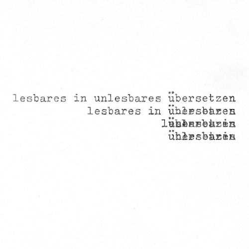 “lesbares in unlesbares übersetzen/rendering the legible illegible” by claus bremer
from the book “konkrete poesie edited by eugen gomringer” which you can download for free