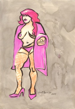 A3 size paper, ink &amp; watercolor Model: Ginny Nightshade Done at Dr. Sketchy&rsquo;s Boston by Matt Bernson