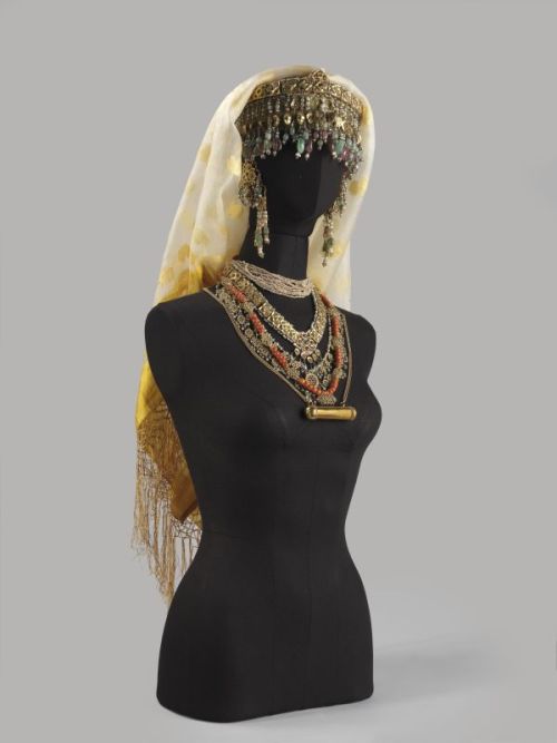 500mgs:Jewelry worn by Jewish brides from Herat, Afghanistan and Bukhara, Uzbekistan, respectively