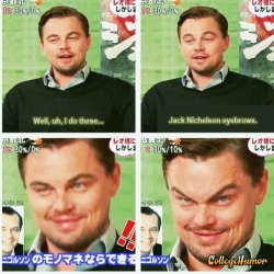 collegehumor:  Leonardo DiCaprio Impersonates Jack Nicholson [click to animate] Heeeeeeeere’s Jack (from Titanic).