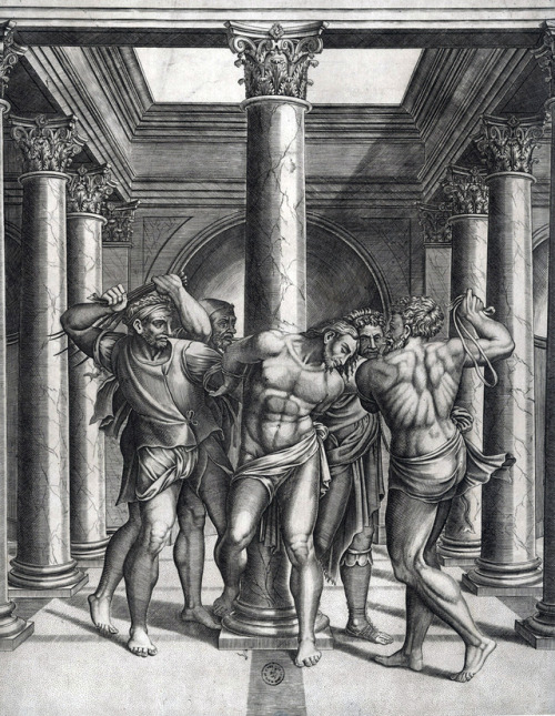 Adamo Scultori (after Michelangelo) - The Flagellation of Christ.