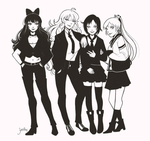 yellownicky:❤️ RWBY Girls - Formal Suit Result of yesterday black and white studys