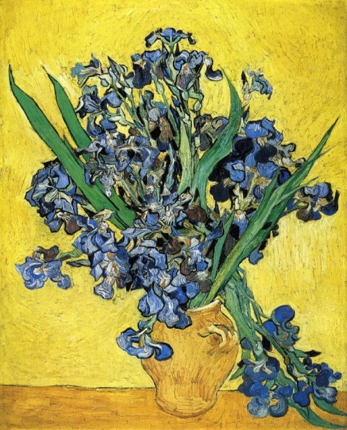 vincentvangogh-outwithme: Irises Vincent Van Gogh vs. Claude Monet 