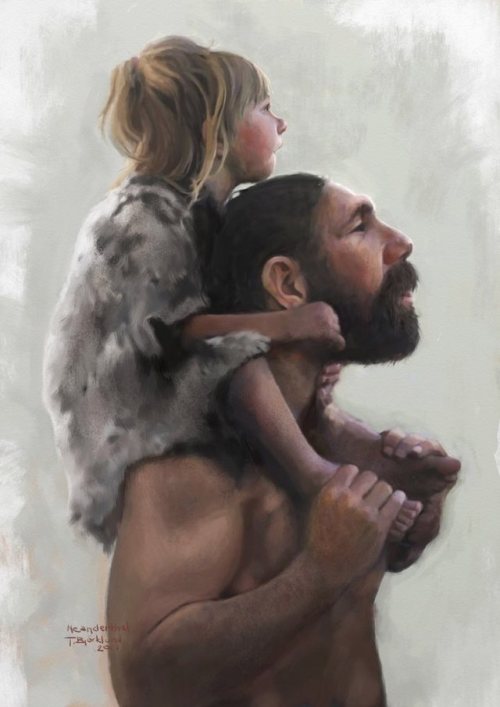 prehistoric-life:Neanderthal character studies by Tom Björklund