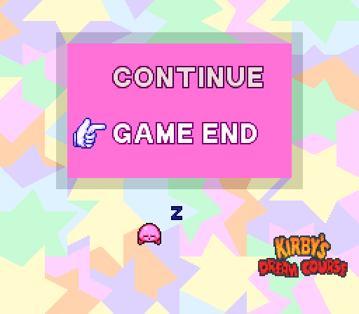 nintendometro:Ending the game, from ‘Kirby’s Dream Course’ on the Super Nintendo.