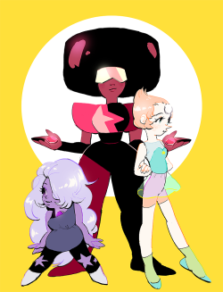 huliia:  I drew Amethyst earlier and then decided to draw all 3 and piece it together. I made their size differences a little too dramatic but idk I dig it!! 