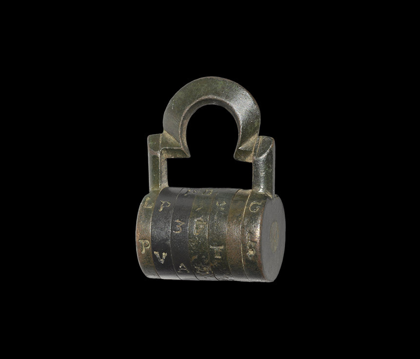historical-nonfiction:  Medieval padlock, using letters instead of today’s more