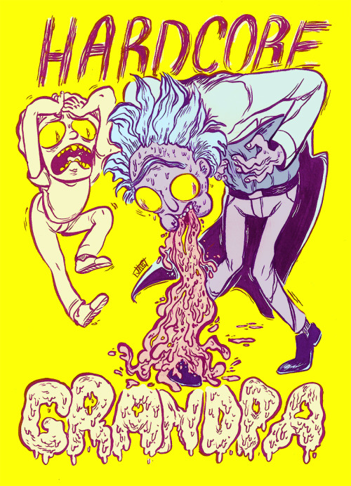 estradaart:  guess who finally watched Rick and Morty ((it was me)) brush pen and ink // colors in Photoshop 