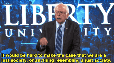 salon:  A Fired-up Bernie Sanders speaks to students at conservative Liberty University