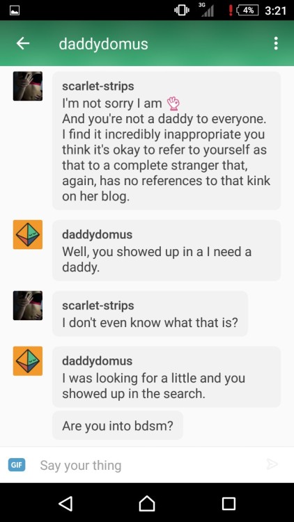 toodomforyou:  okstupid-okcupid:  40yodater:  scarlet-strips:  Okay so I wasn’t originally going to post about this but I seriously found this unacceptable by the end of it. I feel bad for any girl that has him as her daddy because he clearly has no