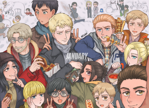 This is something I drew for Korean SNK only event(for the January calendar)!I drew all Marley cast~