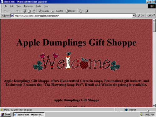 oneterabyteofkilobyteage:original url http://www.geocities.com/appledumplingsgifts/last modified 200