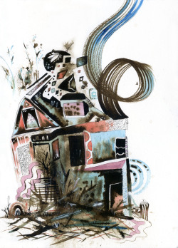 Kauffmanmax:  Wrecked Chances 8X10 In  Watercolor And Ink On Rives Bfk  For ‘Meta