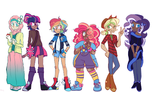 h0oty: girl help they turned my ponies into people (coloured some old lines :) )