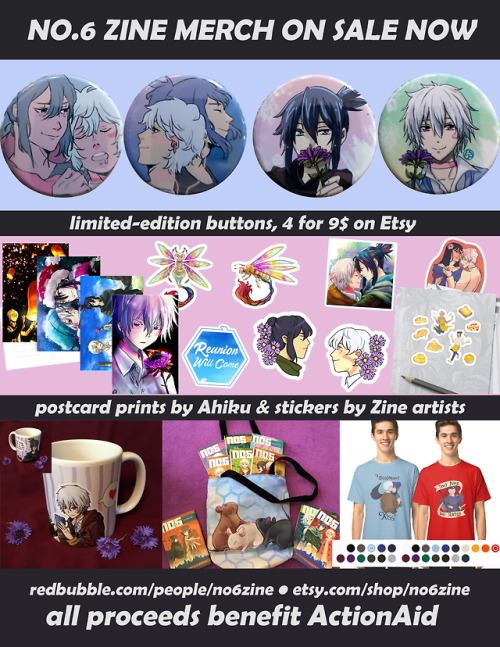 no6zine: All these buttons must go! Get them here: [NO. 6 ZINE ETSY] All the other merch is availabl