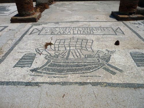 romegreeceart:Ostia Antia - Square of the Corporations mosaicsThe square was built in the early Augu