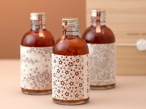 Plum sake packaging by P.K.G. Tokyo