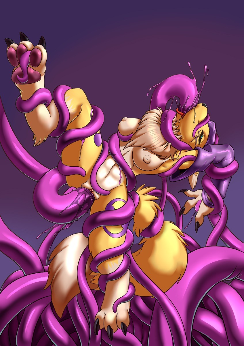 Patreon Tier Reward for Zenon of Renamon getting tentacled.  Patreon  •  Tumblr