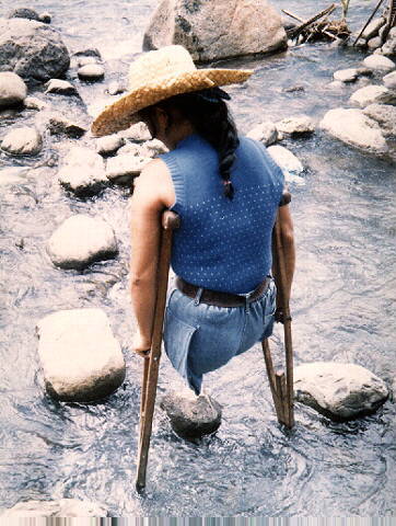 legless Ramona on crutches
