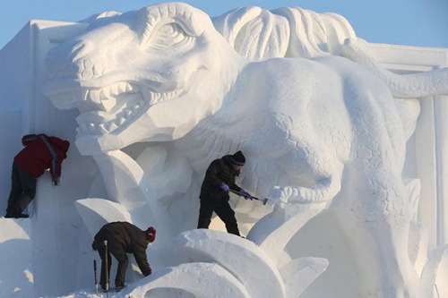 The Magical Harbin Ice Festival, China  A massive and incredibly beautiful snow sculpture at the ann