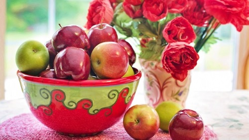 Still Life With Apples and Flowers