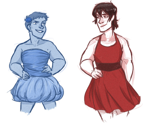 thewinterscribbles:This started as an excuse to draw Hunk in a pretty dress and it kinda got out of 