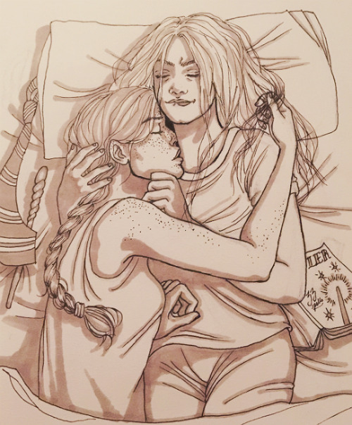 gaylittlemix:girlfriends napping together ginny is a very cuddly sleeper, luna doesn’t exactly mind
