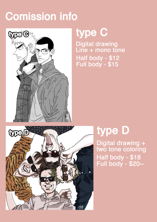 thenorthseasinging:Hello! I open commission page :&gt;I will draw Fan art (manga, anime, band, m