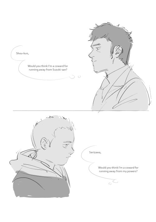 soussune:  an 8-page (+bonus) comic of shou and seri catching up that i spent too long on. mostly an