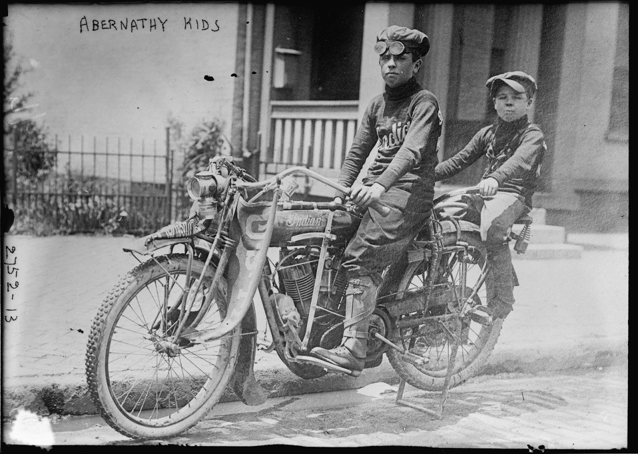 The Famous Abernathy Kids, 1913. Getting ready to head out from Oklahoma to New York, the longest cycle trip “by riders of such tender age,” according to the newspaper. Louis is 13 & Temple is 9.