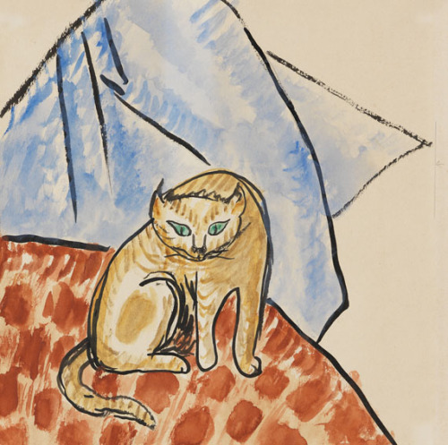 Gabriele Münter. Katze auf einer Decke. 