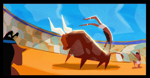 elioli-art:Thinking about making a stylized Minoan bull leaping thing, but I don’t know. Just some c