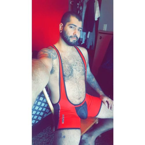 wrestle-me:  Leave the cup in! #gaybear #gaycub #singlet #bearscubsandbeards #instagay #beardedgay  #instahomo #gay #gayboy via InstagramLove Wrestling Gear