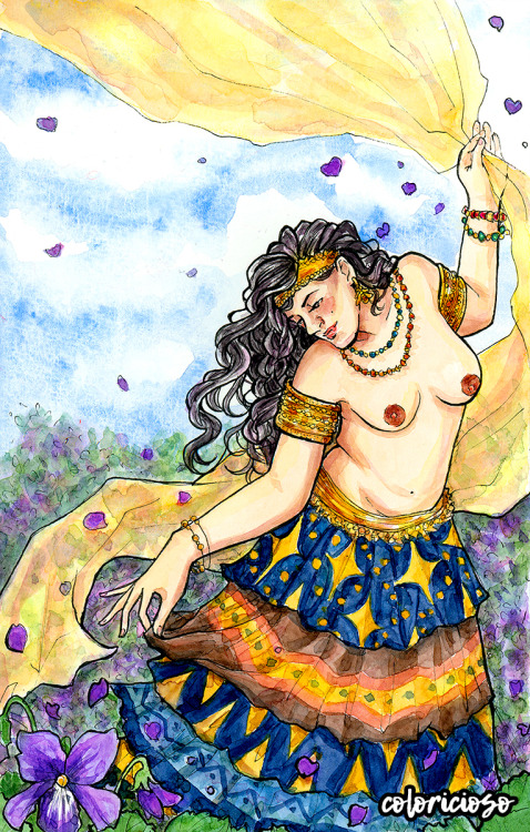 coloricioso:Persephone in minoan attire - Perséfone en atuendo minoico.