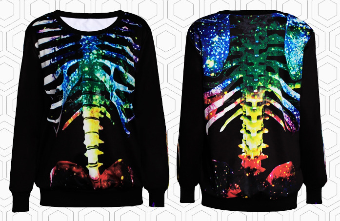 cybernetic-psychosis:  Bones Pattern Sweatshirt $20.41