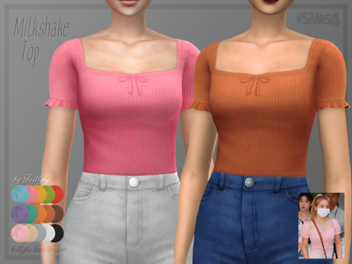 trillyke: Milkshake Top Square neckline ribbed top with a ribbon. Inspired by Red Velvet’s Yer