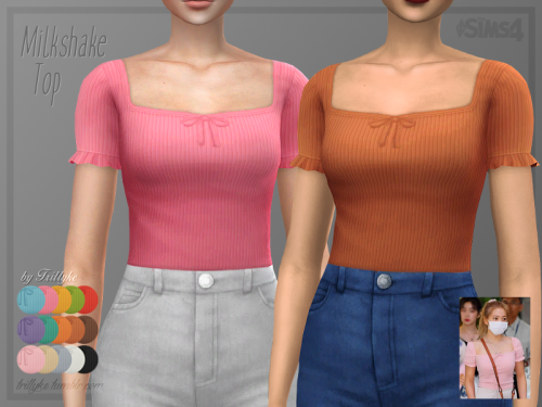 trillyke: Milkshake Top Square neckline ribbed top with a ribbon. Inspired by Red Velvet’s Yeri. Sho