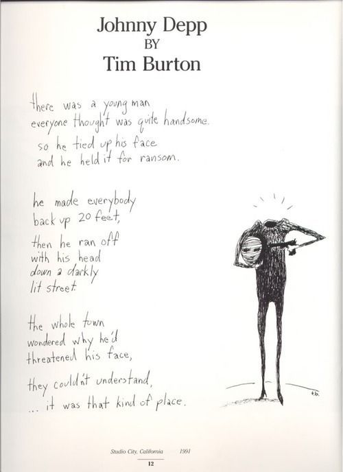 Porn Pics mysharona1987: Tim Burton writes a poem about